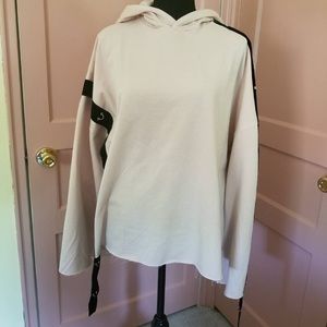 NWOT Zara pink hoodie with black hoop detail